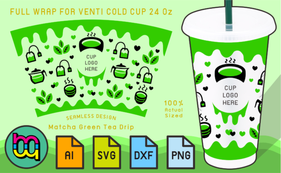 A Modern Matcha Graphics Asset for Packaging and Print Templates