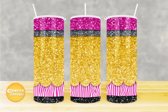 A Pencil Glitter Tumbler Design for Crafts and Graphics