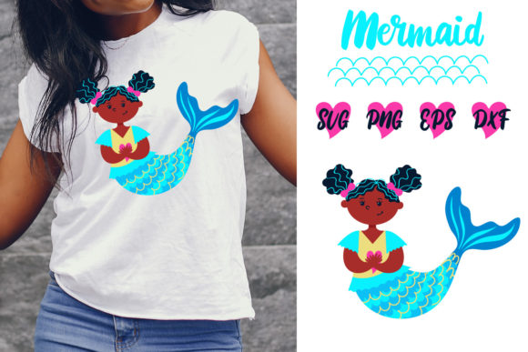 Afro Mermaid SVG Graphics for Craft & Design Projects