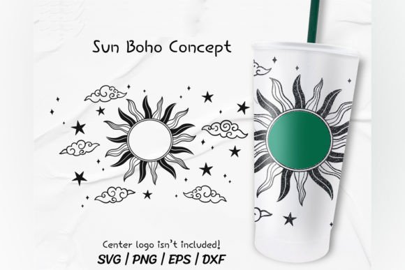 Boho Sun and Moon Venti Cold Cup 24 Oz Graphics for Crafts
