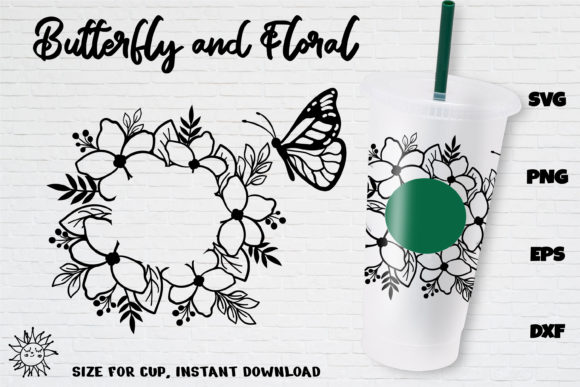 Butterfly Floral Wrap Graphics for Crafts & DIY Venti Cups