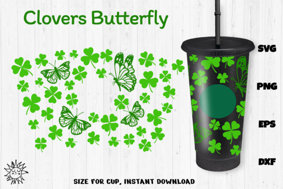 Butterfly Patrick Full Wrap Venti Cup Graphics for Crafts