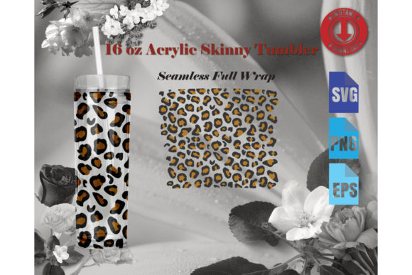Cheetah Print Graphics for 16oz Acrylic Skinny Tumbler Crafts
