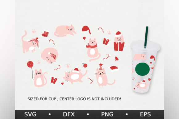 Christmas Cat Graphics for Holiday Tumbler Designs