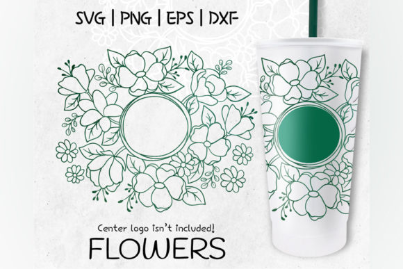 Circle Floral Design Venti Cold Cup 24 Graphics & Crafts