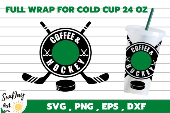 Coffee and Hockey Cold Cup Graphics for Tumbler Wraps