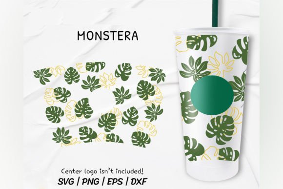Monstera Full Wrap Venti Cup: Tropical Craft Graphics