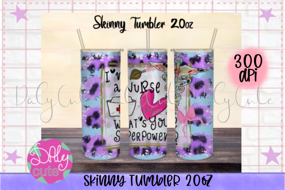 Nurse 20oz Tumbler Leopard Graphics Print Template