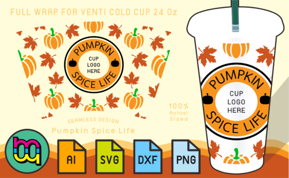 Pumpkin Spice Cup Graphics for Print Templates