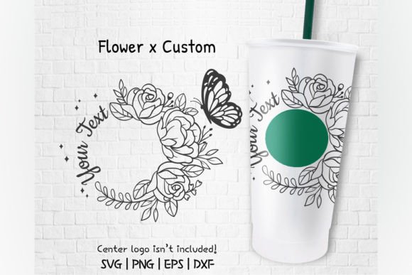 Rose Butterfly Floral, Venti Cold Cup 24 Graphics for Crafts