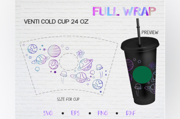 Space Galaxy Graphics for Branded Cold Cup Illustrations