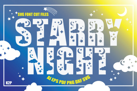 Starry Night SVG Cut Filles for Graphics & Crafts