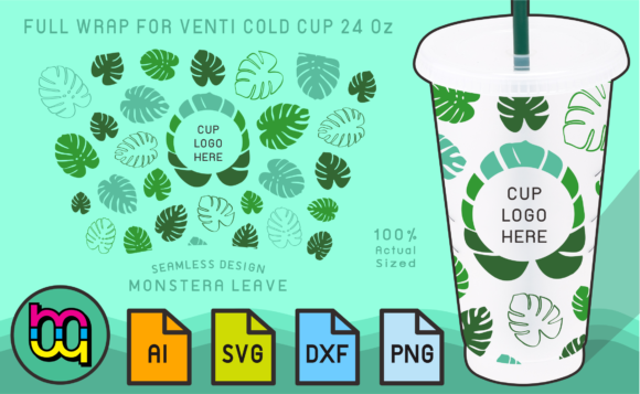 Unwrapping a Popular Print Template: Monstera Graphics for the 24oz Cold Cup